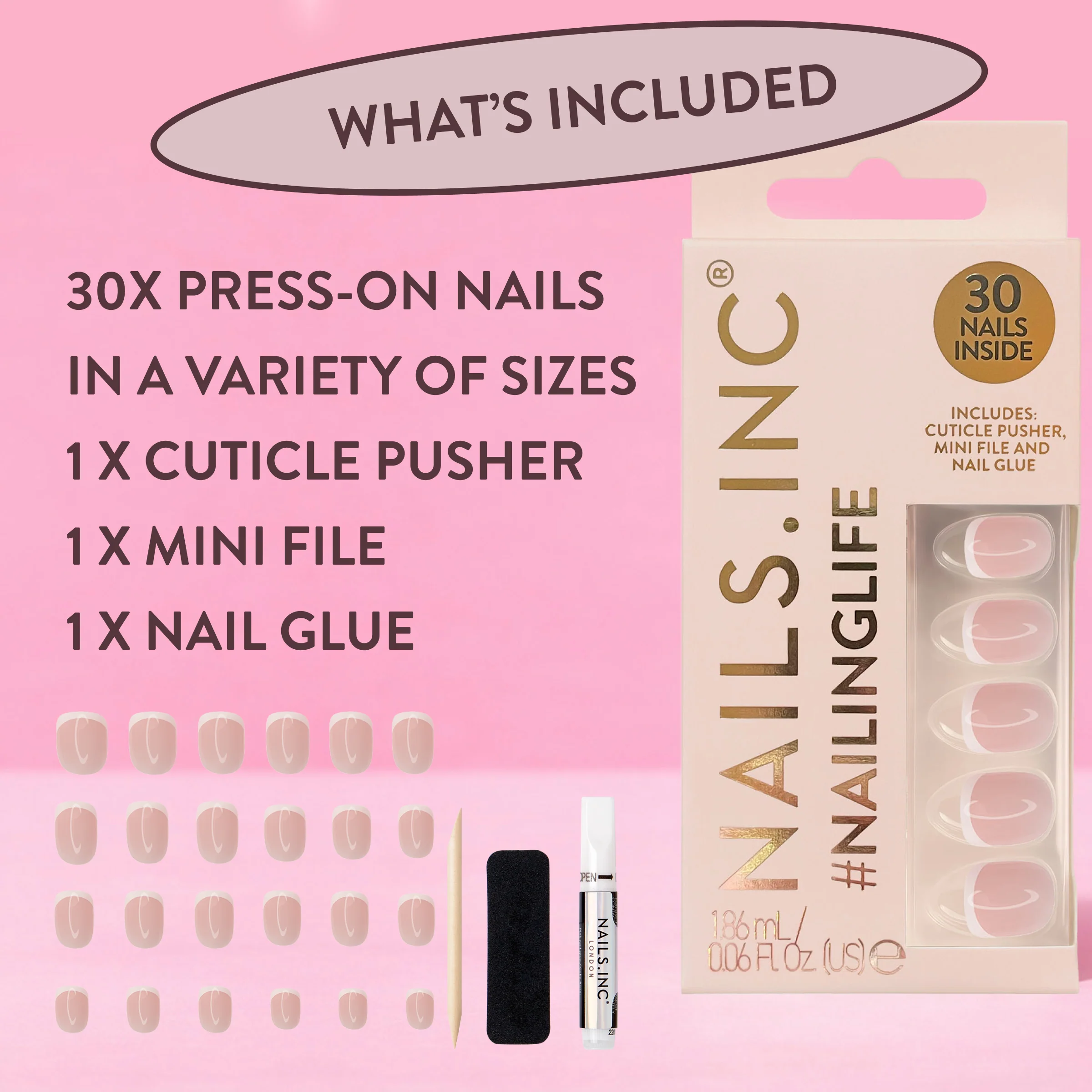 Classic Kim Square French Tip Press-On Nails - Image 3