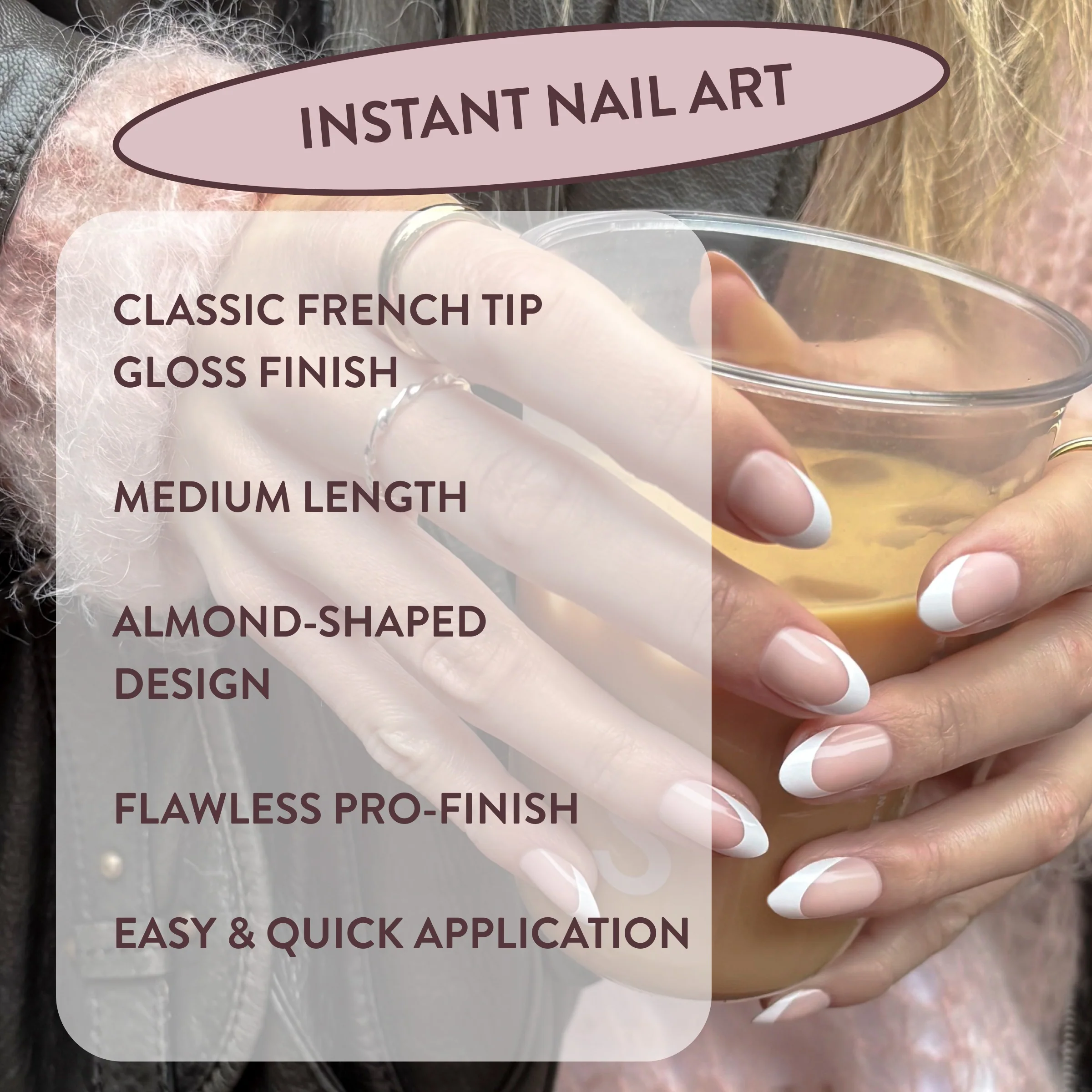It's Giving Gracie Almond French Tip Press-On Nails - Image 4
