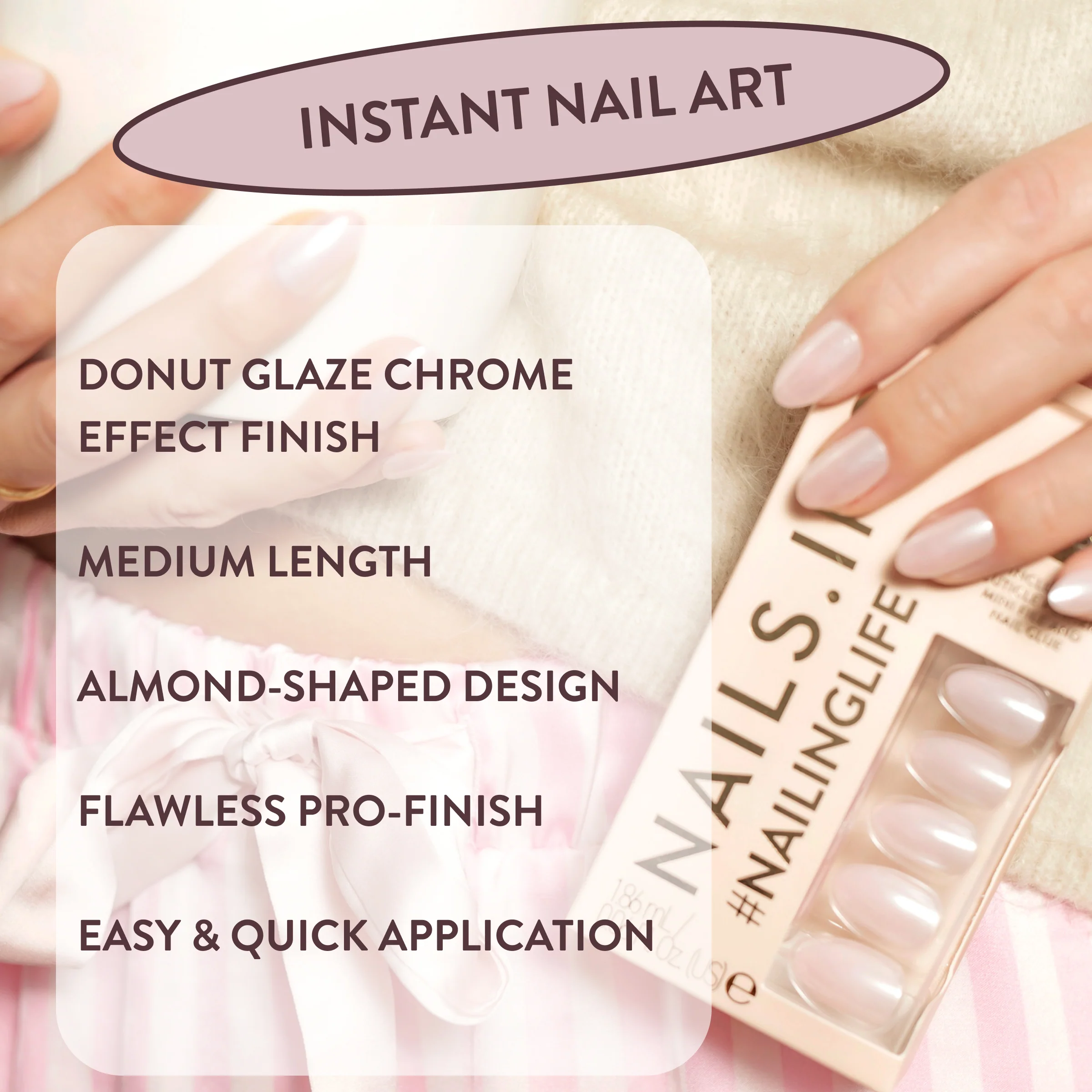 Just Like Hailey Pink Glaze Chrome Press-On Nails - Image 4