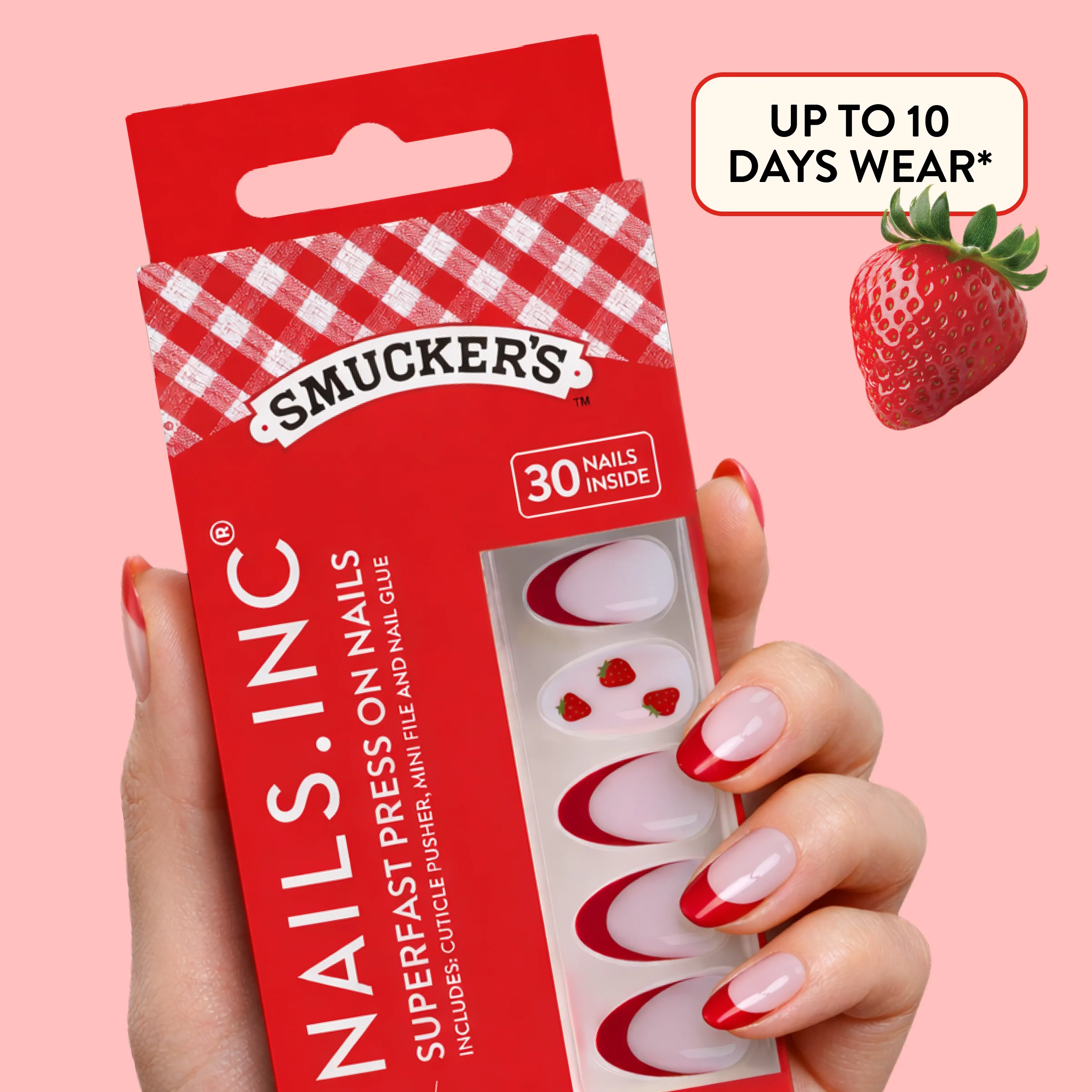 Nails.INC x Smucker’s® Strawberry Picked French Tip Press-On Nails - Image 2
