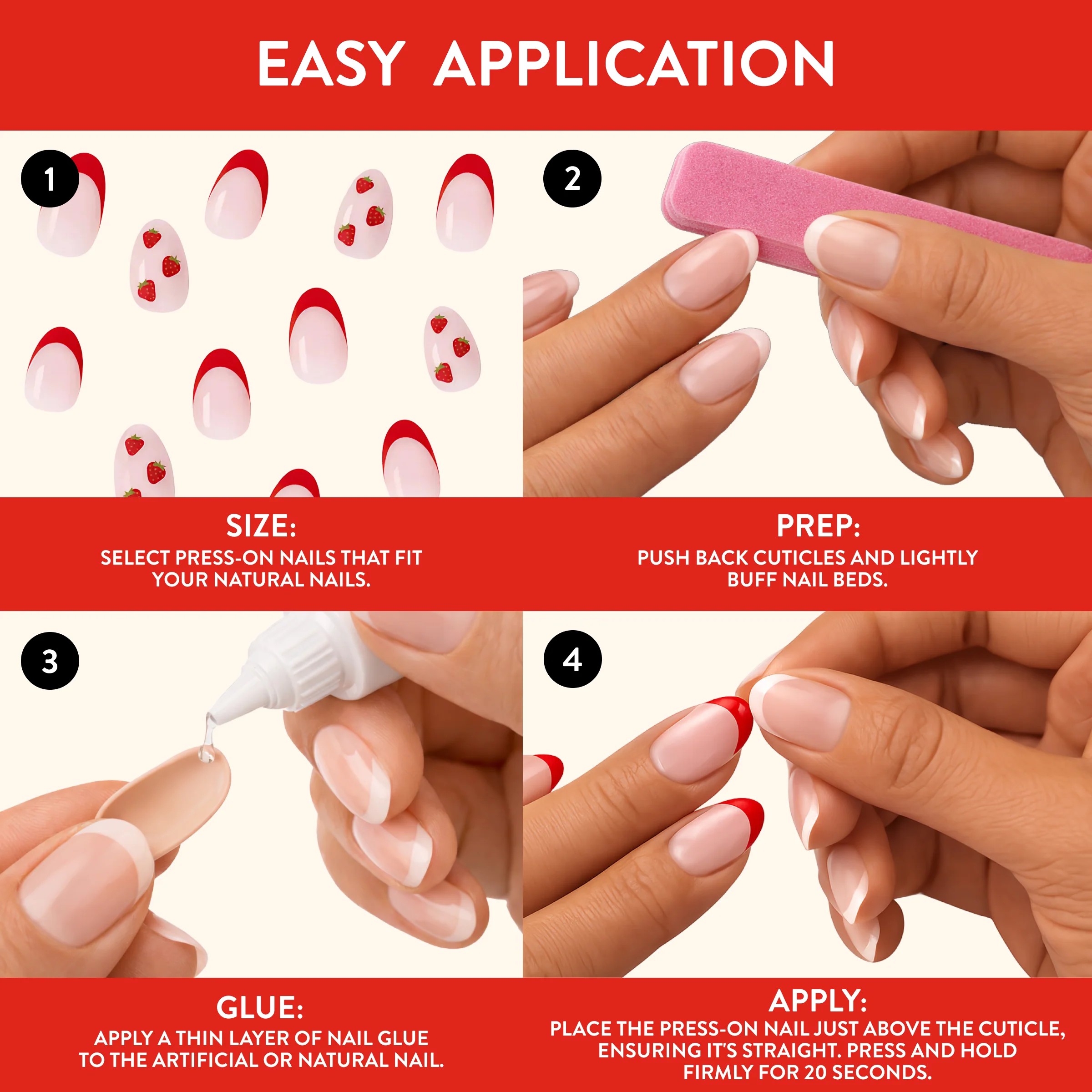 Nails.INC x Smucker’s® Strawberry Picked French Tip Press-On Nails - Image 5